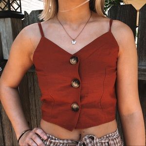 Burnt Orange Button Up Tank